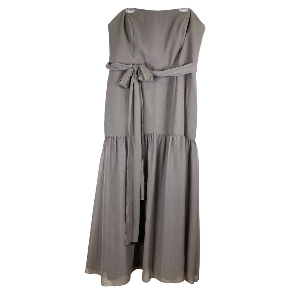 White Vera Wang Gray Crinkle Chiffon Trumpet Hem Strapless Dress Womens Size 24
